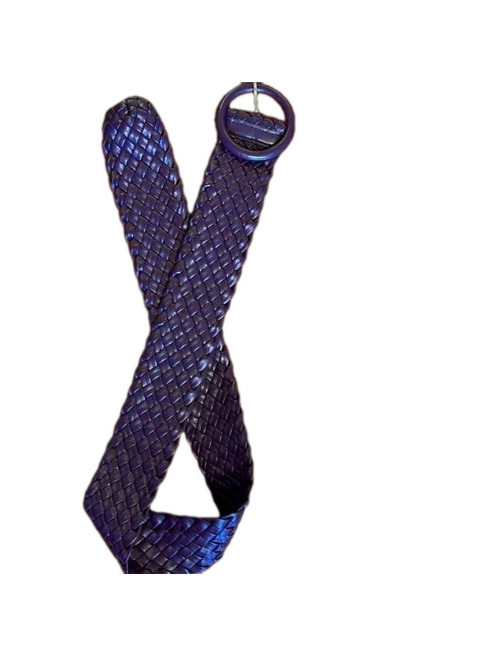 Braided maroon brown belt round buckle